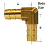 Brass  90 Degree Hose Barb Elbow Diagram